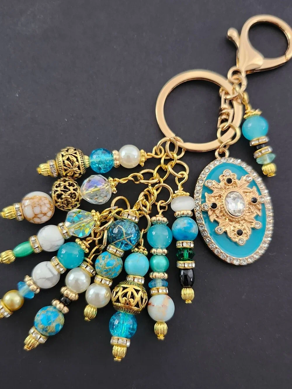 Vintage-inspired Purse Charm or Keychain Howlite Tibetian Handcrafted